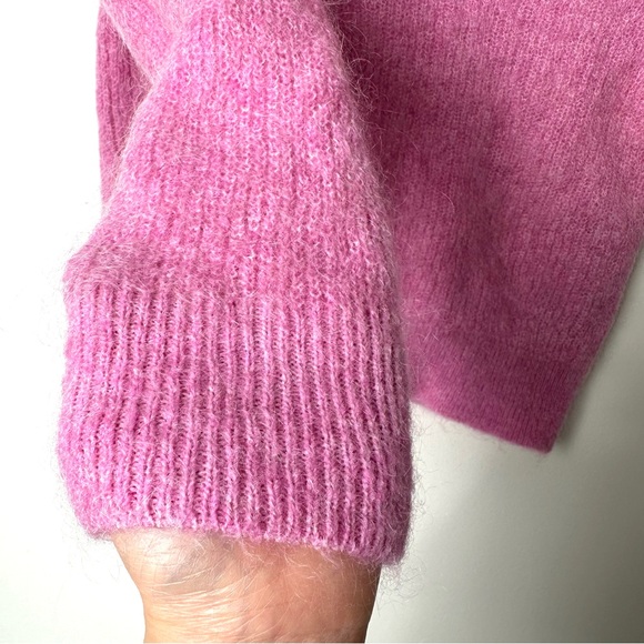 Selected Femme Coquette Girl Baby Pink Wool Mohair Blend V-Neck Sweater - Picture 10 of 15